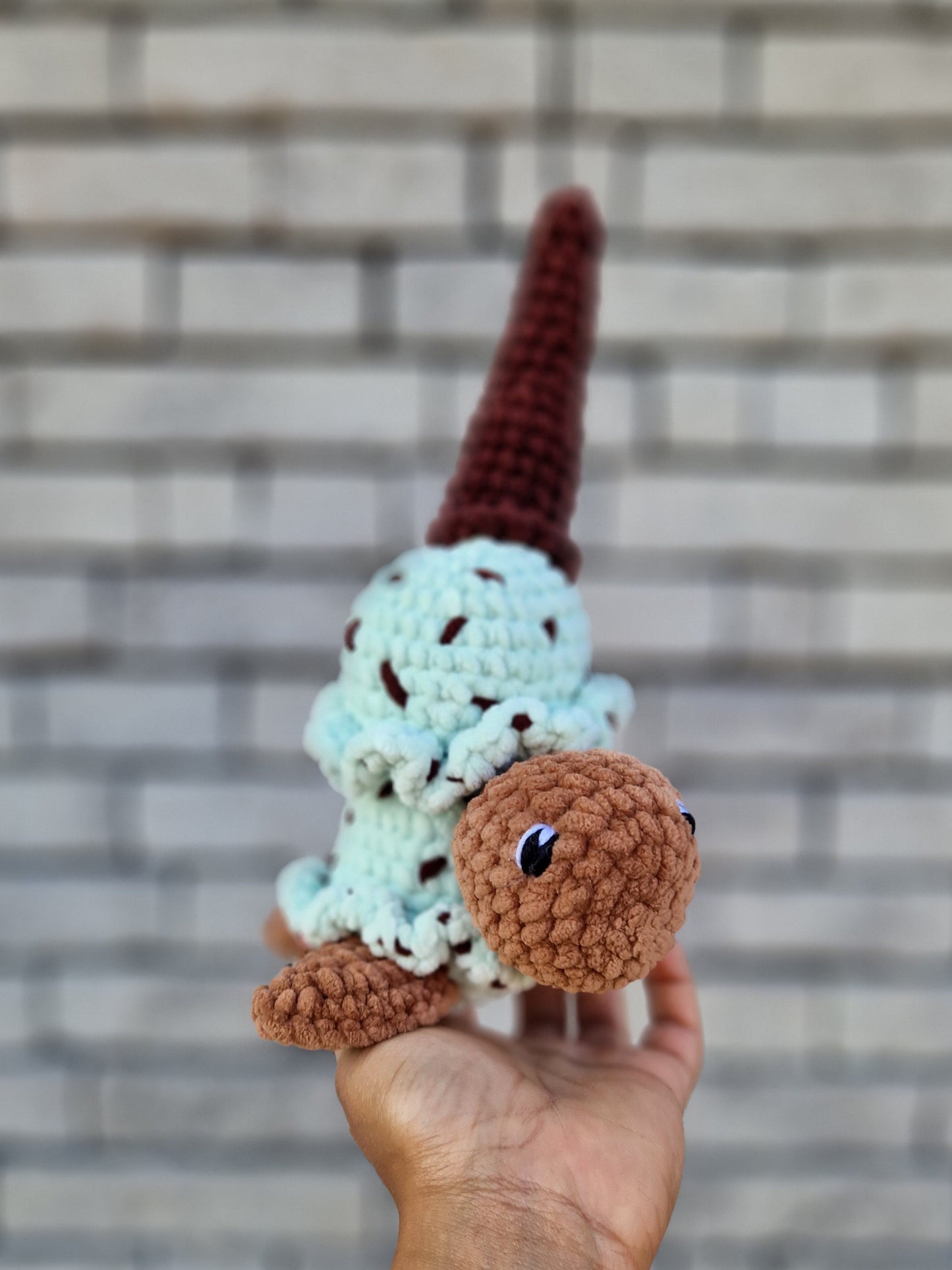 Tortue crochet amigurumi cornet de glace menthe chocolat - Candy & Stitch